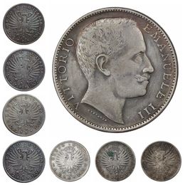 (1901-1907) 7pcs Italy 2 lire Silver plated Copy Coins