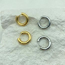 Hoop Earrings Small Stainless Steel For Women Minimalist Style Titanium Gold Plated Simple Ear Clips With Geometric Hoops