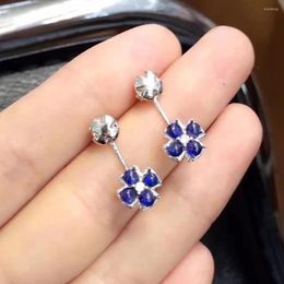 Stud Earrings Sapphire Earring For Men Or Women Natural Real 925 Sterling Silver 3mm 8pcs Gemstone