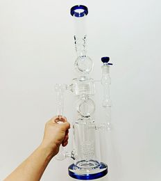 18 inch Thick Glass Water Bong Hookahs Large Oil Dab Rigs Shisha with Tyre Perc Recycler Smoking Pipes