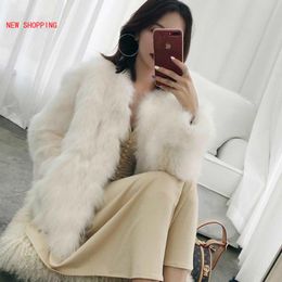 Women's Fur & Faux 2023 Fashion Short Slim Fit Jacket Winter Warm Coat Pink Red White Solid Colours Hairy Outerwear Women Elegant