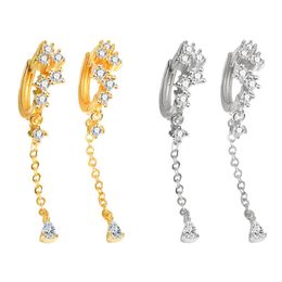 Backs Earrings Clip-on & Screw Back High-Quality Ear Buckle White Zirconia Stone Small Hoop For Women Minimalist Jewellery