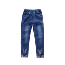 Jeans Girls Pants Spring Auntumn Childrens Skinny Jeans Kids Denim Trousers Baby Fashion Elastic Waist Jeans 2-12T Teenager Clothes 230512