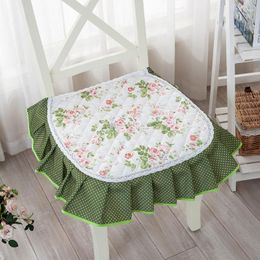 Pillow Home Lace Dining Chair Non-slip Autumn Winter Thickened Warm Stool Pad Pastoral Flower Pattern Seat Mat Decor