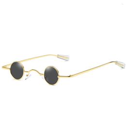 Sunglasses Round Vintage Sun Protection Metal Frame Portable Po Props Street Travel Decoration Eyewear For Black