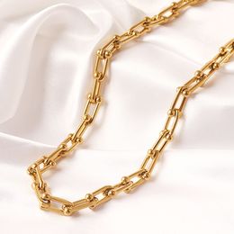 316L Stainless Steel Necklace Punk Chunky U Chain Necklaces For Women Clavicle Chain Choker Necklace Men Jewellery Necklace