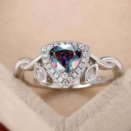 Wedding Rings CAOSHI Fashion Triangle Design Ring Female Party Accessories With Multi-Colored Crystal Stylish Jewellery For Ceremony