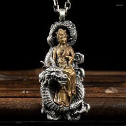 Pendant Necklaces Vintage Dragon Bodhisattva Buddha Necklace Men Women Charm Buddhist Amulet Jewellery Gift