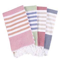 Tassel Beach Bath Towel Adult Large Size Striped Bath Towel Simple Colour Matching Towel Shawl Blanket