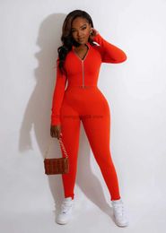 Women's Two Piece Pants Fashion Double Zipper Knit Rib Tacksuit Women Casual V Neck Long Sleeve Crop Top + Pants Skinny Club Two Piece Set Sporty Outfit T230512