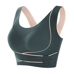 Bras Sports Bra Front Adjustable Buckle Wireless Padded Comfy Gym Yoga Underwear Breathable Workout Fitness Top Low Intensity Women P230512