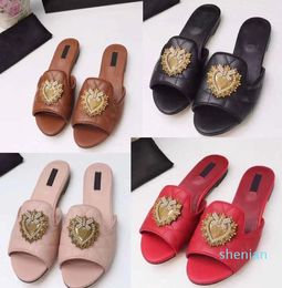 2023 Summer flat female slippers cartoon big head sandals leather wild 4 Colour large size slippers