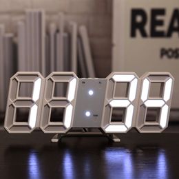 3D 디지털 알람 시계 창조적 인 지능형 감광성 LED 벽 마운트 시계 지능형 빛나는 디지털 시계 전자 알람 시계