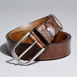 Belts Full-grain Men's Belt Classic Pin Buckle Wild Retro Casual Fashion Jeans 3.8cm Ceinture Homme Leather