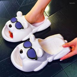 Slippers Women's Indoor Non-slip Bread Sandals EVA Soft Home Lovely Cartoon Sunglasses Bear Deco Slides Outdoor Cosy Beach Shoes