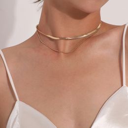 Quality Metal Twisted Sheet Multi-layer Simple Necklace Women's Fashion Hip-hop Personality Popular Necklace Necklace for Women