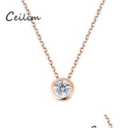 Pendant Necklaces Newest Korean Sweet Simple Zircon Charms For Women Accessories High Quality Plating Alloy Necklace Fit Gir Dhgarden Dhfxt