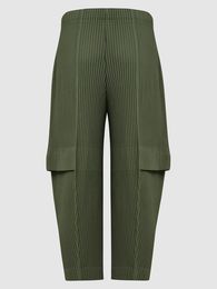 Men's Pants Miyake Pleated Homme Men Cargo Black Pants High Waist Ankle-length Pants Miyake Trousers Leisure Pants 709