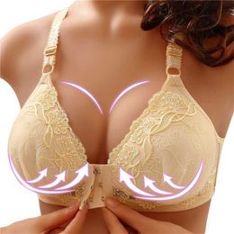 Bras Sexy Push Up Bra Front Closure Brassiere Embroidery Wireless Bralette Breast Plus Size Eamless Bras For Women Solid Colour S P230512