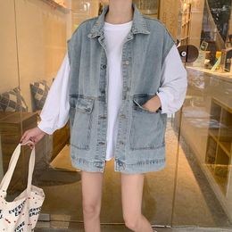 Women's Jackets Denim Vest Women's Summer Loose Mesh Red Trend Outwear Versatile Korean Version Sleeveless Sweetheart Coat Early Autumn