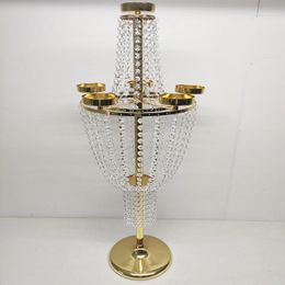 Party Decoration Style Tall Gold Crystal Wedding Candelabra Centrepiece Flower Stand Vase Table Yudao1845