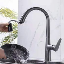 Kitchen Faucets Full Copper Core Pull Out Faucet Gun Grey Tap Swivel 360 Degree Water Mixer