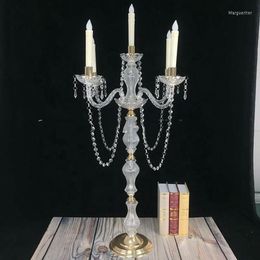 Candle Holders 6pcs Wedding Acrylic Candlestick 5 Arms Crystal Candelabra Centrepieces Table 1444