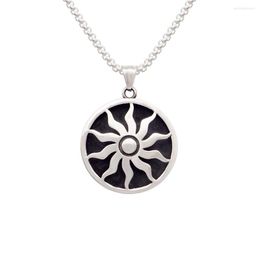 Pendant Necklaces Sun Ray Necklace Stainless Steel Non Tarnish Double Sided Exquisite Patterns Nezha Wind Fire Wheel