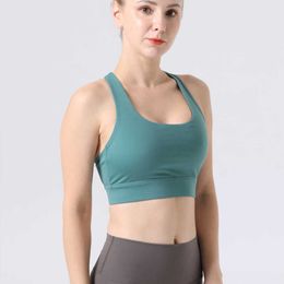Yoga Suit Align Energy Bra Women's Shock-absorbing Bra with Cross Shaped Back and Gathered Belly Strap Sports Brawdro