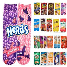 Men Novelty Socks Unisex Funny 3D Socks Printing Potato Chips Foods Crazy Girls Custom Long Socks Stocking For Woman 40cm