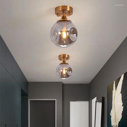 Ceiling Lights Modern Nordic Minimalist Creative Bedroom Lamp Glass Living Room Study Hallway Porch Light