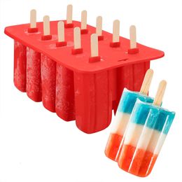 Ice Cream Tools UPORS Food Grade Popsicle Silicone Moulds 4/10 Cavity Homemade Kitchen Silicone Popsicle Mould BPA Free Frozen Ice Pop Cream Maker 230512