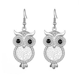 Dangle Chandelier Designs Exquisite Luxury Crystal Animal Big Eye Owl Earrings Long Hooks Hollow Tree Earring For Women Lo Dhgarden Dhez5