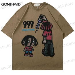 Men's T-Shirts Harajuku Men Tshirt Hip Hop Cartoon Print Short Sleeve Tee Shirts Streetwear Summer Fashion Loose Cotton Punk Gothic T-Shirts T230512