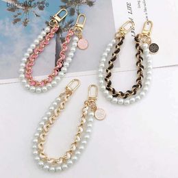 Cell Phone Straps Charms Vintage Pearl Bag Strap For Handbag Double Layer Chain Pearl Phone Lanyard Exquisite DIY Purse Replacement Handles Bag Accessory T230515
