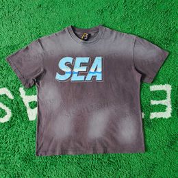 Men's T-Shirts Frog drift Fashion Streetwear Graphics SAINT MICHAEL WIND AND SEA Vintage Crackle Print Retro t shirt tee tops for men T230512