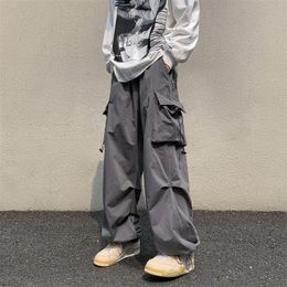 GODLIKEU Mens Techwear Cargo Pants Male Grey Vintage Street Casual Loose Trousers