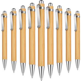Druckkugelschreiber aus Bambusholz, schwarze Tinte, 1 mm, Stifte, gravierte Journaling-Stiftminen, Produkte für Geschenke, Schreiben, Büro, Schulbedarf