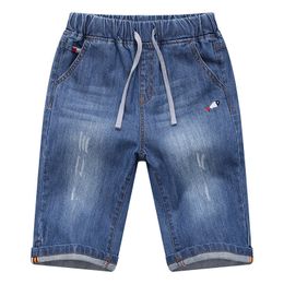 Shorts Children Jean Shorts For Boys Summer Fashion Striped Lattice Design Kids Denim Short Pants For Teen Boy 2-14 Years LC122 230512