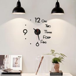 Wall Clocks 2023 Creative Acrylic Pointer DIY Clock Living Room Mirror Letter Numeral Hanging Decorative