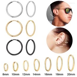 Hoop Earrings 1 Pair Stainless Steel Round For Women Men Black Gold Silver Color Simple Fashion Jewelry Circle