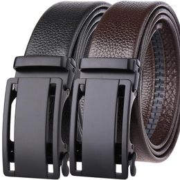 Belts Full-Grain Leather Automatic Checkoff Belt Fashion Cowhide Waistband Luxury Quality Designer Mens