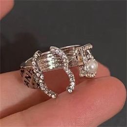 Designer mulheres anéis de diamante pérola letra c anel de luxurys marca de prata anéis de noivado de prata para feminino diamantes designers jóias anel de ouro