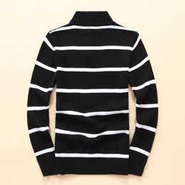 Fall Men's Sweater Pony Striped knitted Half Zip Sweater Fashion Style Jacket Asian Size M -XXL