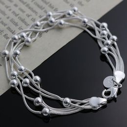Link Bracelets Chain Classic Models Silver Colour Five-wire Bead Listings High Quality Fashion Jewellery Christmas Gifts H234