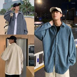 Men's T Shirts Mens Autumn Korean Corduroy Blouse Long Sleeve Woman Fashion Harajuku Solid Casual Oversized Clothing