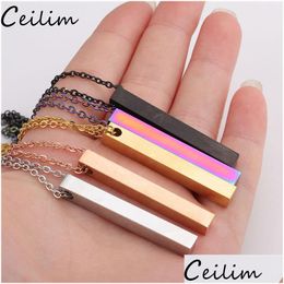 Pendant Necklaces Polished Stainless Steel Bar Necklace New Fashion 5 Colors Rainbow Black Gold Solid Blank Charm For Buyer Dhgarden Dhxdu