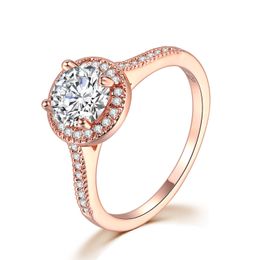European Engagement Ring Female Micro Inlaid Aaa Zircon White Gold Plated Diamond Ring Ornament Wholesale