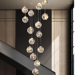 Chandeliers Modern Glass Ball Led Chandelier Lighting Stair Loft Starry Lamp Living DiningRoom Decor Hanging Light Luminaire