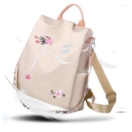 School Bags Waterproof Oxford Women Backpack Fashion Anti-theft Bag Embroidery Designer Female Large Capacity Travel Shoulder Handbag